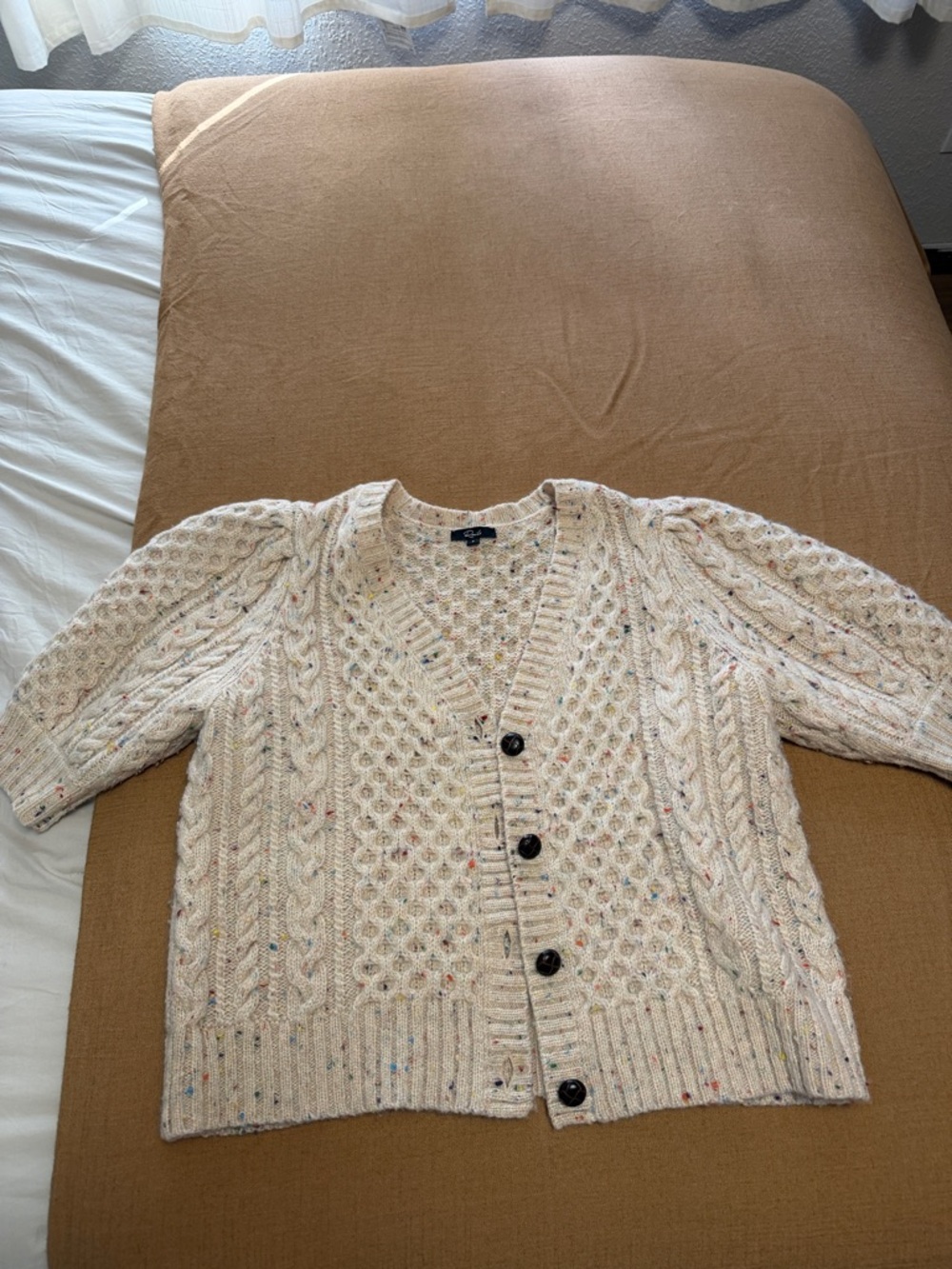 Rails Isla Speckled Cream Cable Knit Cardigan Sweater